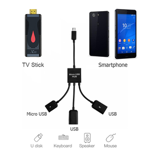 Micro tipo C USB a 2 <span class=keywords><strong>OTG</strong></span> HUB <span class=keywords><strong>Cable</strong></span> divisor USB <span class=keywords><strong>OTG</strong></span> <span class=keywords><strong>Cable</strong></span> convertidor de teléfono Adaptador Micro USB 3 en 1 PVC estándar Micro TV stick - Product Image 6