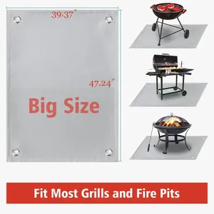 Estera de <span class=keywords><strong>chimenea</strong></span> debajo de la parrilla, cubierta y parrilla de Patio, parrilla de barbacoa, cubierta protectora de madera para césped - Product Image 5