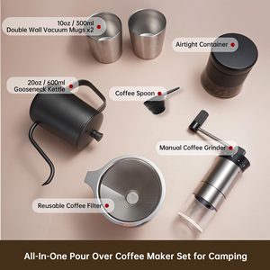 Ensemble de cafetière de haute qualité avec tasses, bouilloire à café manuelle, filtre et coffret cadeau - Product Image 5
