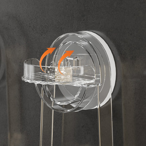 Étagère de rangement murale pour salle de bain à ventouse, ovale, transparente, grise, durable, installation sans perçage - Product Image 5
