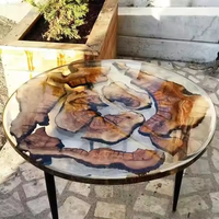 Table de salle à manger en bois massif de noyer avec résine époxy, style rivière, fabrication directe d'usine de meubles Round Home Furniture
