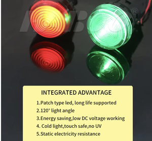 ไฟ LED ติดตั้งบนแผงกันน้ำขนาด 22 มม., ไฟแสดงสถานะสัญญาณ 12V 24V 110V 220V สีแดง น้ำเงิน เขียว ขาว เหลือง - Product Image 3