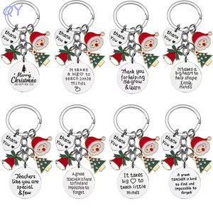 Porte-clés en métal QY avec breloque cloche de Noël et sapin, gravure personnalisée, cadeau de remerciement pour les enseignants - Product Image 4