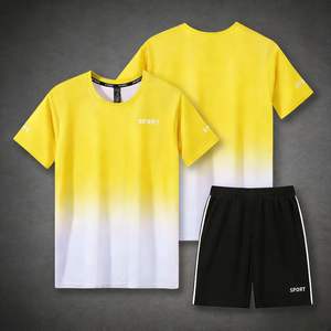 Быстросохнущие, дышащие, легкие, с индивидуальным градиентным цветом, высококачественные, разноцветные унисекс-комплекты для бега и активного отдыха на природе - Product Image 5