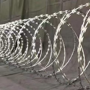 Fil barbelé concertina double croisé BTO22 CBT60 CBT65 en acier galvanisé pour clôture de sécurité avec bobine de fil concertina - Product Image 1
