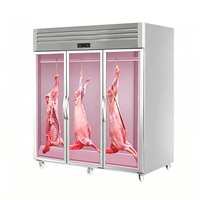 Vitrine Réfrigérée Verticale Commerciale en Acier Inoxydable pour Viande, Idéale pour Boucherie et Supermarché