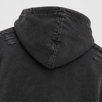 Sweat à capuche personnalisé en molleton bouclette coupe ample, imprimé DTG, effet soleil usé, lavage pigmenté, style rétro vieilli