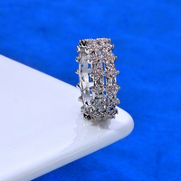 Nouveauté Nais : Bague Croix Double Rangée 8mm en Argent 925 avec Moissanite Blanche VVS, Design Bling Glacé, Bijoux Fins pour Femme