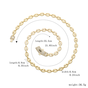 Nuovissima Catena a Naso di Maiale 6N8N 10N in Ottone Placcato Oro 14K di Alta Qualità, <span class=keywords><strong>Bracciale</strong></span> <span class=keywords><strong>e</strong></span> <span class=keywords><strong>Collana</strong></span> Manaco per <span class=keywords><strong>Uomo</strong></span> <span class=keywords><strong>e</strong></span> Donna - Product Image 3