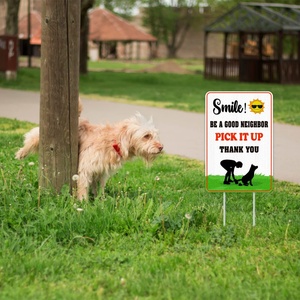 Panneau de signalisation pour ramassage des excréments de chien 12x18 en PP avec service de découpe pour jardin - Soyez un bon voisin - Product Image 6