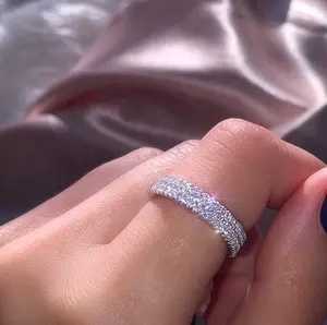 Mujer de moda de lujo de cristal blanco de novia anillos para las mujeres de la boda anillo de compromiso de la joyería de los hombres