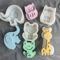 Moule en silicone pour bricolage : grenouille, éléphant, girafe, hibou - pour argile douce, gypse aromatique, bougies et savons