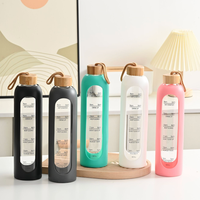 Nouvelle tasse portable en verre borosilicate de 1000 ml avec poignée, couleur macaron, pour cadeau promotionnel