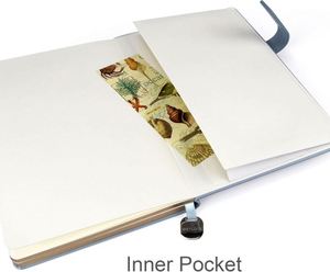 A5 Leather <b>Sewing</b> Bound Journal Notebook Gold Edged Pages 208 Page Lined for Travel School-Black Women/Men Strap - Product Image 6