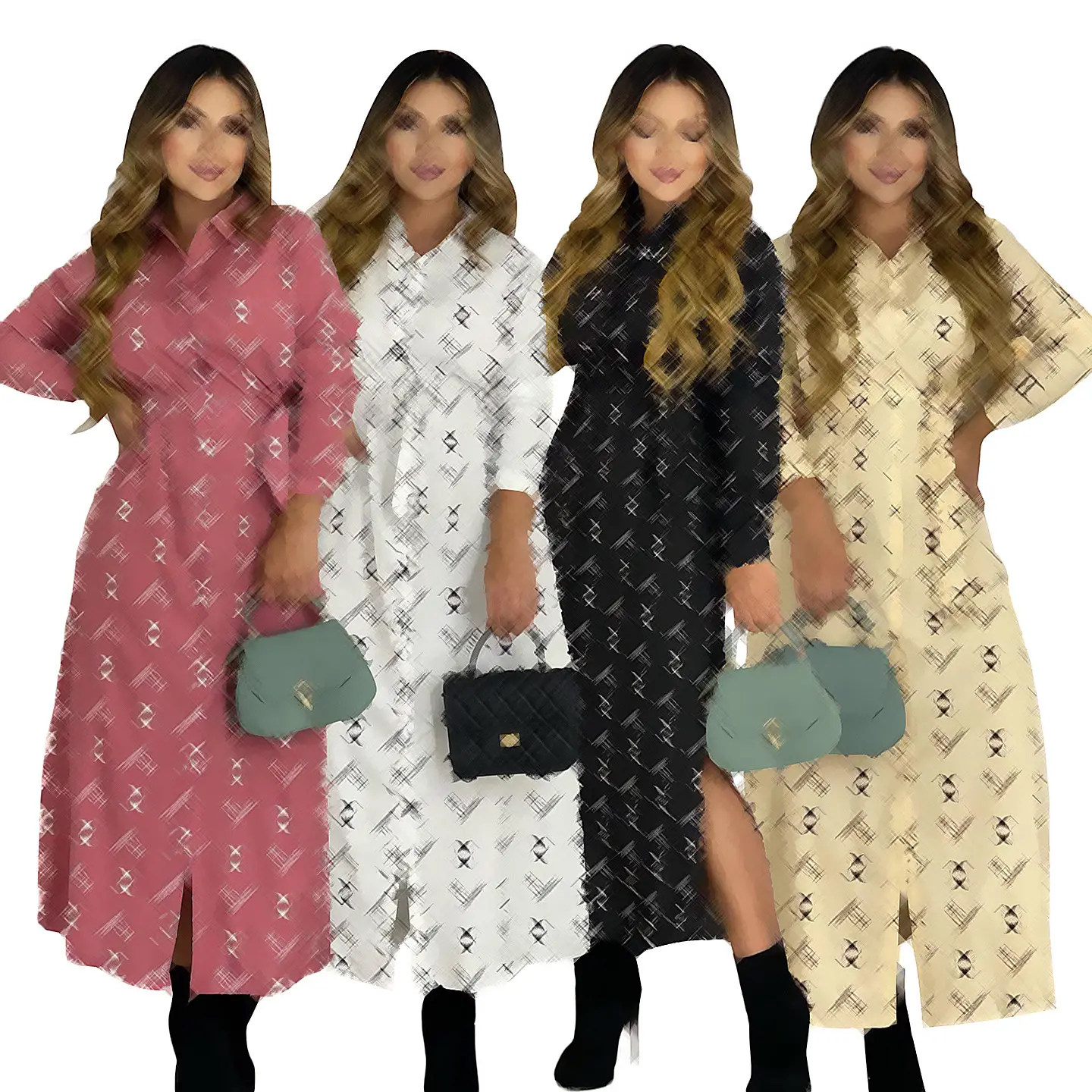 OQ102-Hot Sale fall maxi Dresses 2022 Designer Brand Women Lady spaghetti strap Women's Casual stripe Dress