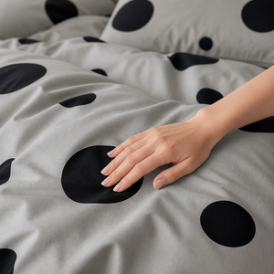 Juego de Ropa de Cama de Lujo con Diseño de Puntos Monocromáticos, Envío Directo desde la UE, Edredón de Algodón Gris 160x200 200x220cm, Almacén en Polonia - Product Image 4