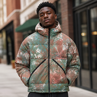 Veste d'hiver matelassée à capuche en nylon imperméable, personnalisable en gros pour OEM, avec imprimé camouflage vintage