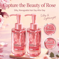 Minyak Rambut OHBT Anti-Frizz Essential Oil, Menutrisi dengan Squalane, Peptida, dan Keratin, Serum Rambut dengan Aroma Mawar yang Tahan Lama, Perawatan Rambut