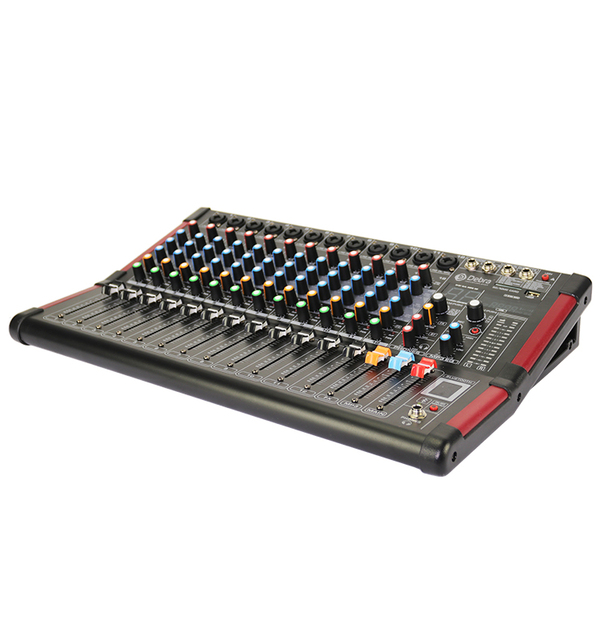 Professional 12 Channel Audio Mixer USB DJ Sound Mixing Console 48V Phantom Powers Monitor Amplifier Mixer