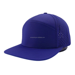 Casquette Snapback Premium en Polyester à 7 Panneaux Perforée avec Broderie Personnalisée et Trous Découpés au Laser Bleu Roi pour Tenue Décontractée Extérieure - Product Image 2