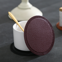 Sous-verre rond en similicuir écologique de haute qualité, résistant à la chaleur, antidérapant, pour table de bar, tapis de table à café, dessous de plat