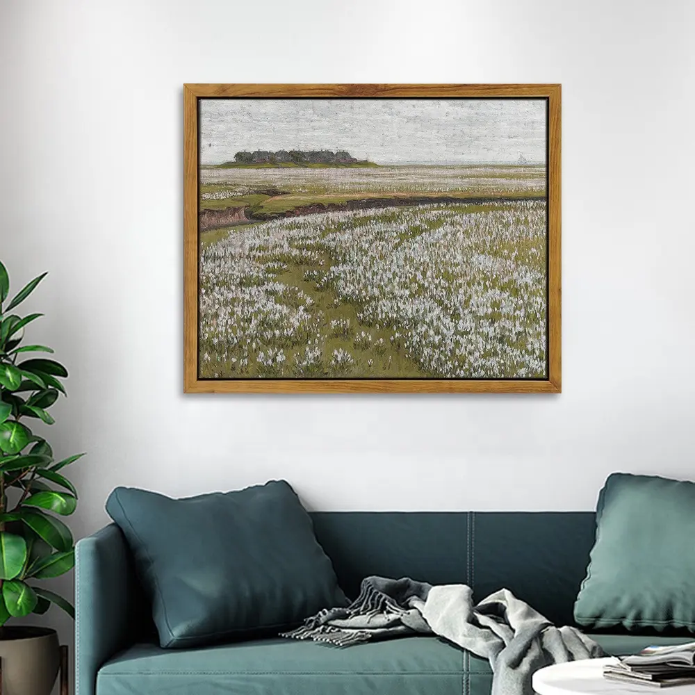 رسم جداري زهور للمناظر الطبيعية أبيض وأخضر صورة قماشية طباعة لوحة زيتية غرفة المعيشة لوحة ديكور المنزل