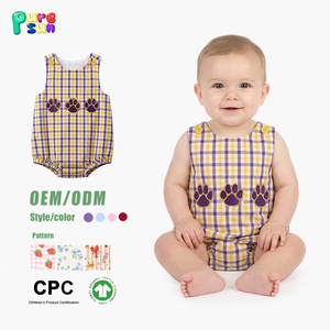 Puresun Maßgefertigter Applikations-Babybody Fußballteam Sommer Kleinkind Jungen Overall Spieltag-Druck 100% Baumwolle Baby-Strampler - Product Image 1