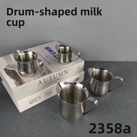 Yolecen Moderne En Acier Inoxydable Mini Café Et Lait Tasse En Forme De Tambour Latte Art Petite Tasse avec Bouche Pointue pour Milkshake & Lait