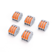 Conectores de Palanca de Color Cobre de 3P 28-12 AWG, Carcasa de PC/Nailon, Terminales de Cable Eléctrico de 32A, Conector Rápido Compacto