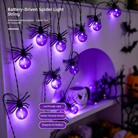 Guirlandes lumineuses d'Halloween à LED transfrontalières, design araignée et chauve-souris, longueur 5,2 m, indice de protection IP44, lumières décoratives d'extérieur pour cour