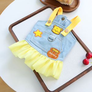 PETCIRCLE Pet Circle Spring/Summer Dog & Cat <b>Cute</b> Pet Suspenders with Leash and Honey <b>Bear</b> Denim Skirt - Product Image 3