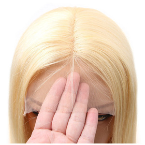 Perruque brésilienne 13x4 en cheveux humains, dentelle transparente, ligne de cheveux pré-épilée, densité 150%, longue et droite, blonde - Product Image 5