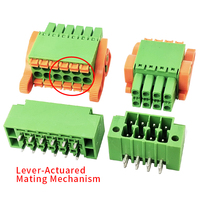 Connecteur femelle à ressort double rangée vert 3,5 mm avec levier, ensemble complet avec connecteur mâle à broches droites/à angle droit pour PCB