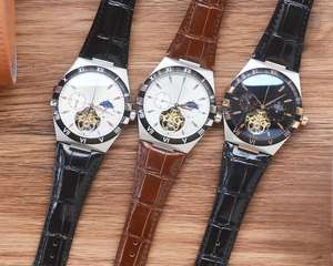 Reloj Mecánico de Acero Inoxidable para Hombre con Tourbillon, Cristal de Zafiro, Correa de Cuero, Estilo Deportivo, 41 mm de Diámetro, Correa de 22 mm - Product Image 1