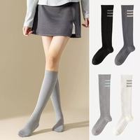 Chaussettes de compression printemps-automne athlétiques mi-mollet pour la course, amincissantes, légères, antidérapantes, en polycoton rayées