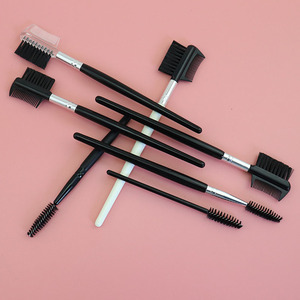 Cepillo de Cejas Doble de Alta Calidad con Mango de Madera y Cepillo Plano para Lápiz de Cejas y Maquillaje de Ojos - Product Image 3