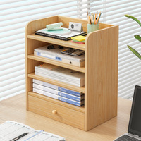 Organisateur de bureau en bois et bambou sur pied, mobile, à quatre niveaux, étagère de rangement pour bureau