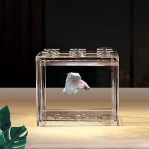 Réservoir de poissons avec éclairage LED Mini paysage Scaping 12H * 10W * 8L CM Petit aquarium pour Betta Fish Mini Tortues - Product Image 2