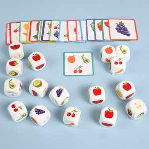 Enfants en bois fruits <span class=keywords><strong>dés</strong></span> cognitif éducation précoce modèle cognitif Parent-enfant carte interactive correspondant Puzzle jouet - Product Image 6