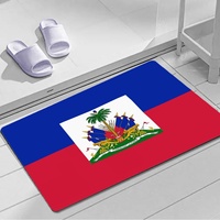 Tapis de sol en caoutchouc polyester avec drapeau d'Haïti, 40x60cm, paillasson rectangulaire antidérapant pour l'entrée de la cuisine, décoration de la maison
