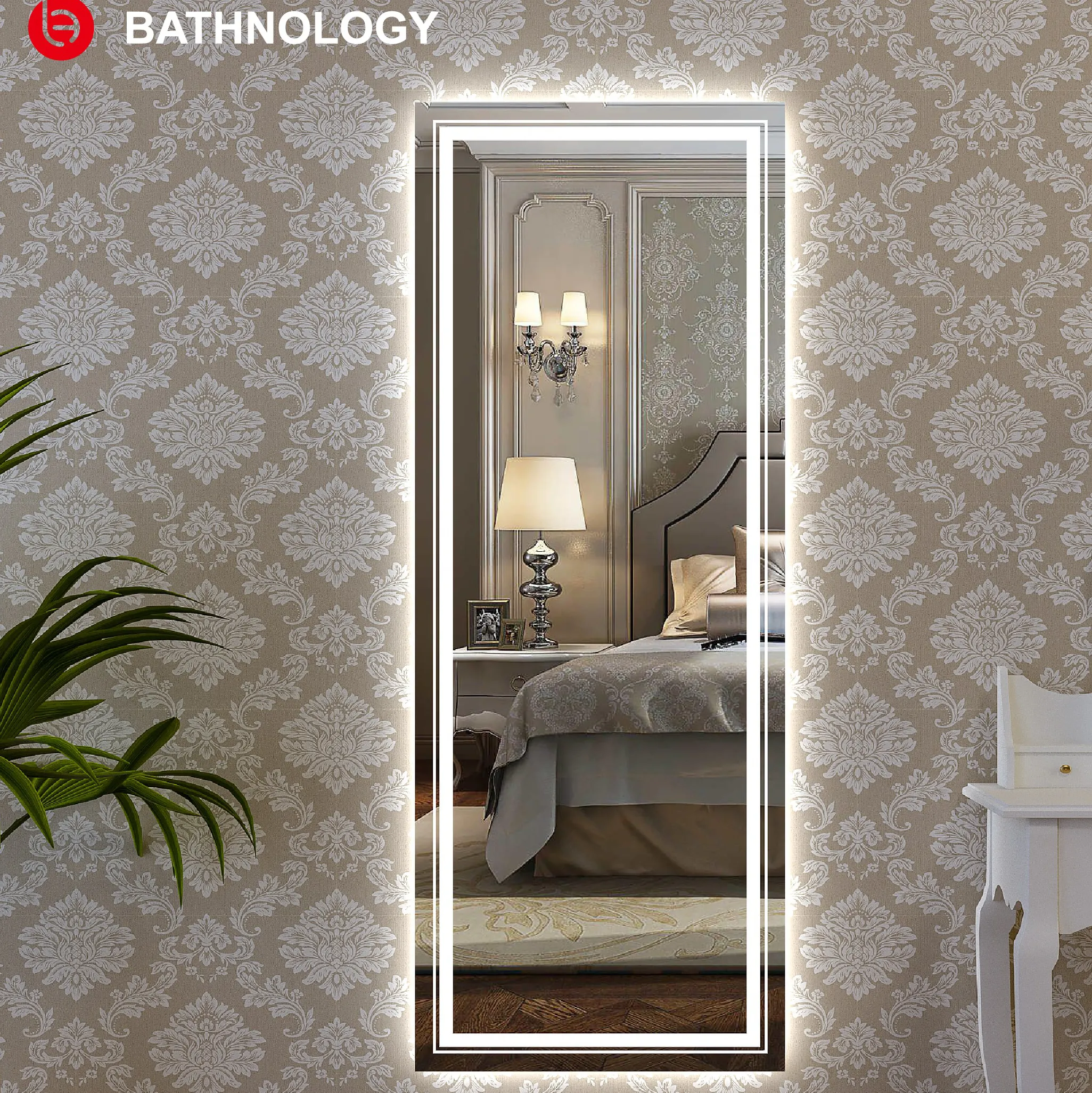 Hotel Bedroom Full Length Wall Mounted Light Smart Espelho Saloon Defogger Dressing Hair Led Salon Mirrors