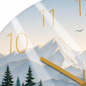 Orologio da Parete in Vetro Personalizzato con Paesaggio Alpino, Silenzioso al Quarzo, per Arredamento Caffè a Tema <span class=keywords><strong>Montagna</strong></span> - Product Image 5