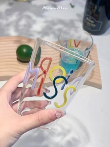 Taza de vidrio de borosilicato hecho a mano, diseño creativo de letras de Color Miss <span class=keywords><strong>Graffiti</strong></span> para agua, tazas de leche para amantes del <span class=keywords><strong>café</strong></span> para fiestas - Product Image 6