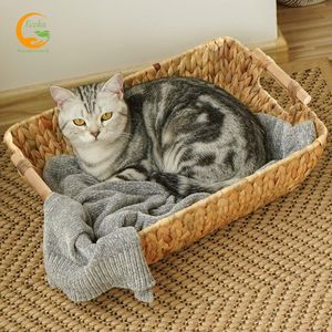 Hand-Woven Woven <b>Large</b> Storage <b>Baskets</b> with Wooden Handles Water Hyacinth Wicker <b>Baskets</b> for Organizing - Product Image 2