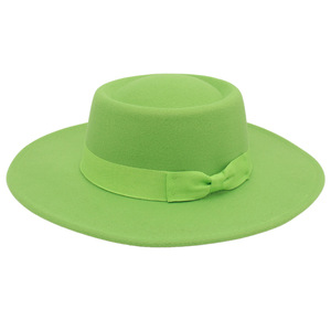 Chapeau Fedora en feutre d'hiver, couleur unie, décontracté, pour l'extérieur, à large bord, avec nœud, en tissu de laine, logo personnalisé, unisexe - Product Image 2