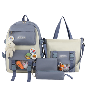 4 unids/set de mochila para niños, conjunto de mochila escolar para niñas con cierre de cremallera, mochila para niños, mochila escolar en blanco para estudiantes - Product Image 5