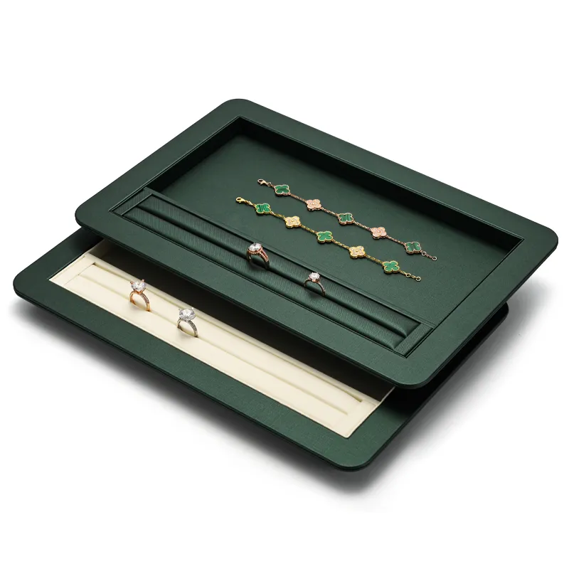 Luxury Fashion Modern Jewellery Display Trays PU Leather Ring Necklace Bracelet Jewelry Show Plate