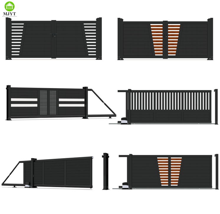 Gerbang Logam Aluminium Jalan Masuk Listrik Logam Geser Taman Desain Gerbang Halaman Aluminium Geser Logam Desain Gerbang Lipat
