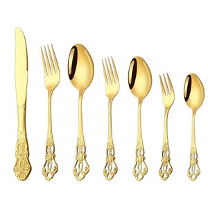 Nordic Gold Cutlery <b>Fork</b> <b>Spoon</b> <b>Knife</b> Silverware Stainless Steel Cutlery <b>Set</b> for Wedding - Product Image 1