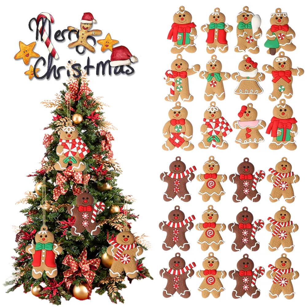 12Pcs Gingerbread Christmas Man Tree Hanging Pendant Xmas Tree Decor Ornament 2022 Newest Fast Shipping Cute Funny Kid Gift